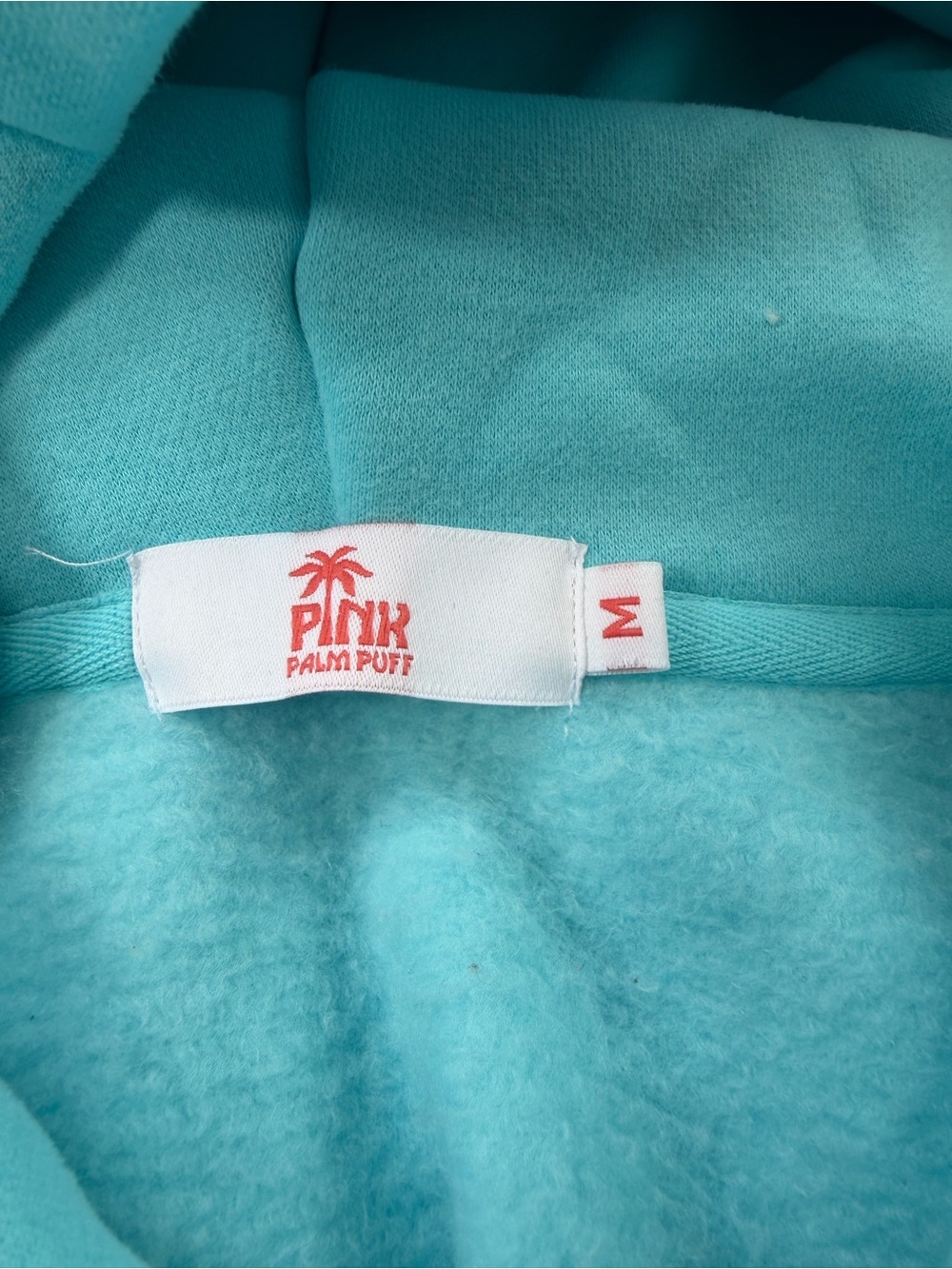 Pink palm puff Hawaii Hibiscus Hoodie in Aquamarine M - Picture 3 of 4